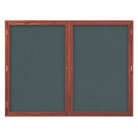 United Visual Products Double Door Indoor Enclosed Easy Tack Bo UV303EZ-GREEN-WHITE
